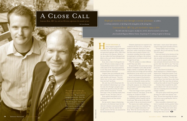 A Close Call – Lawrence Bone, MD ’73, and son Christian experience the wounds of war