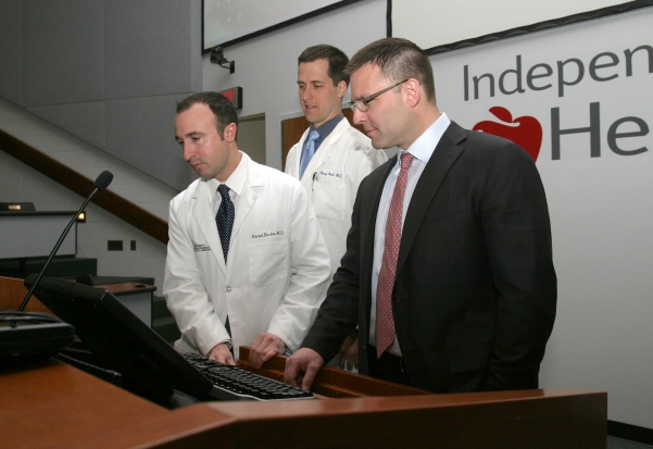 (left to right) Ortho residents Daniel Barba, M.D., Korey Reed, M.D., and visiting professor Brian Kelly, M.D.