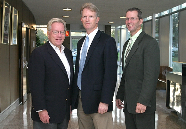 (left to right) N.Y. State Assemblyman Robin Schimminger, John Leddy, M.D., and former Buffalo Bill Mark Kelso