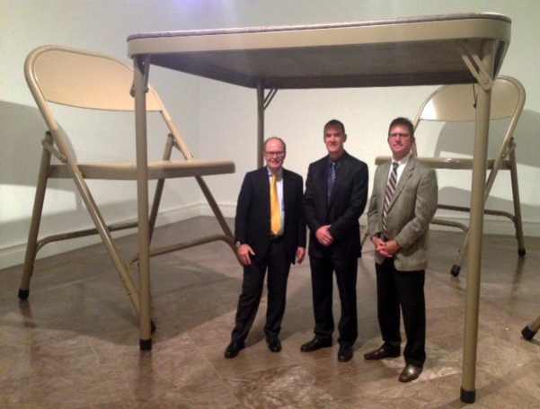 (L-R) Dr. Christian Gerber, Dr. Leslie Bisson & Dr. Philip Stegemann took shelter at the Albright-Knox Art Gallery.